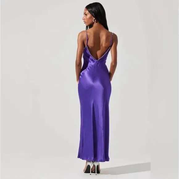Astr the Label Women Kathleen Midi slip dress in purple size S NWT - Picture 2 of 6